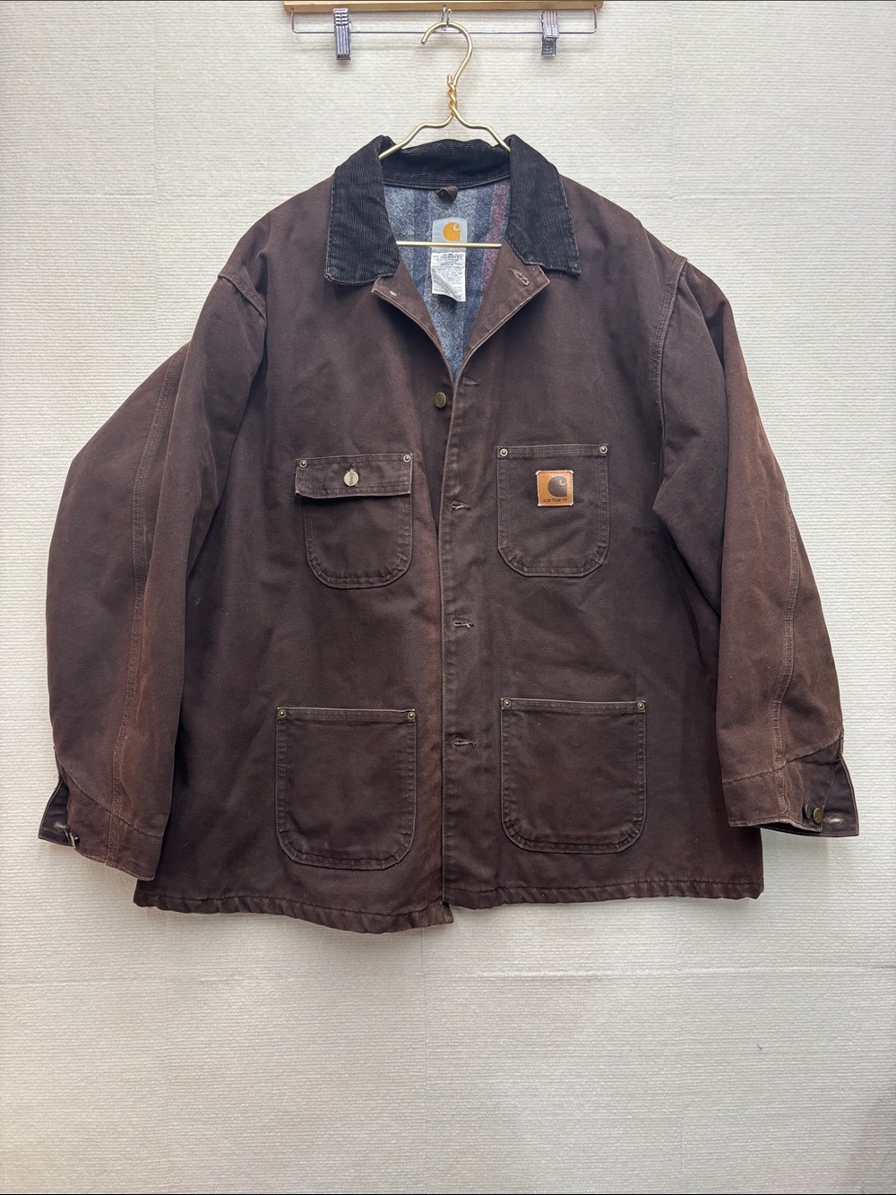 Carhartt 2XL vintage USA lined Canvas Duck Chore Jacket with Corduroy Collar - Picture 1 of 12